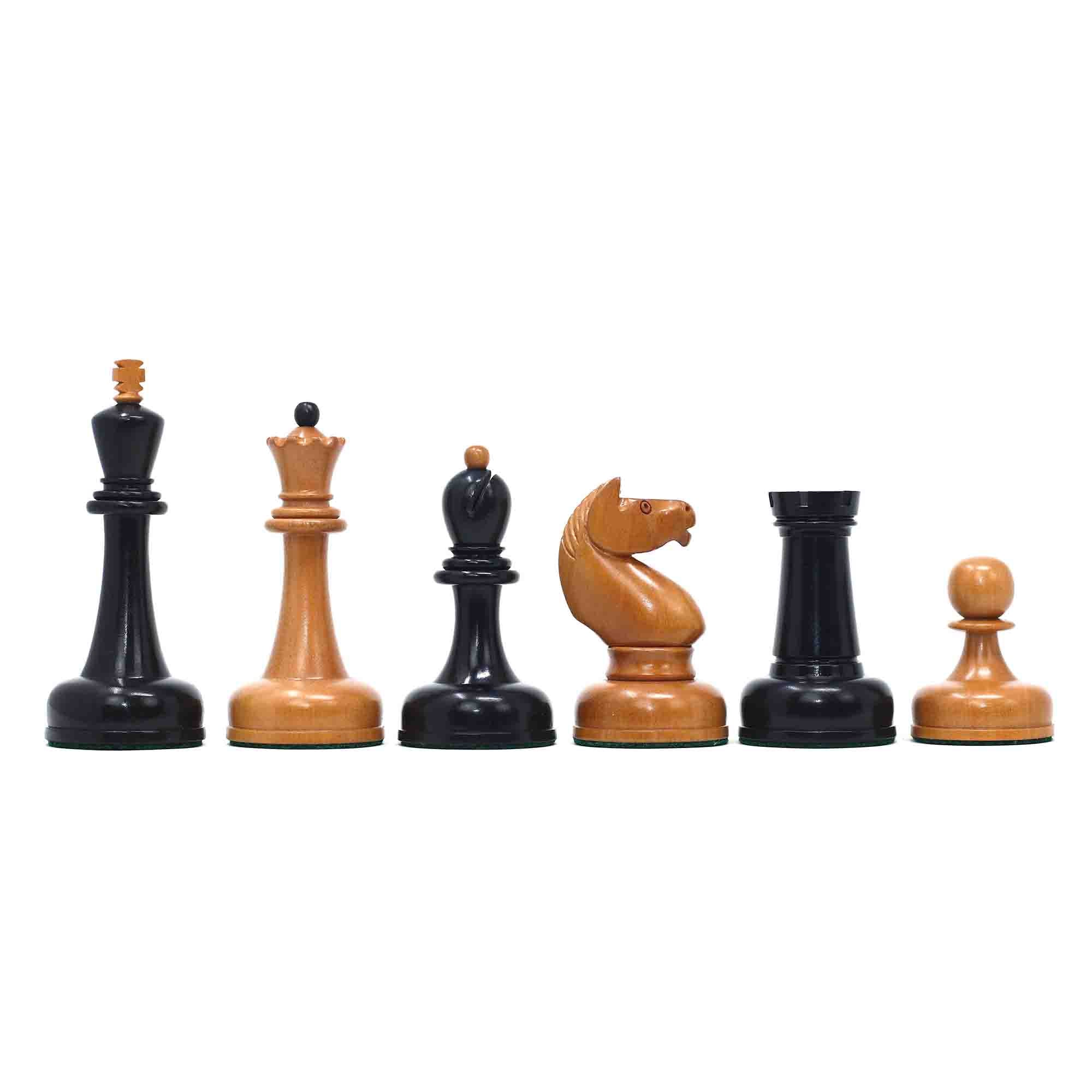 1962 Soviet Championship Historical Reproduced Tal Chess set 4" - Antiqued Boxwood and Ebony