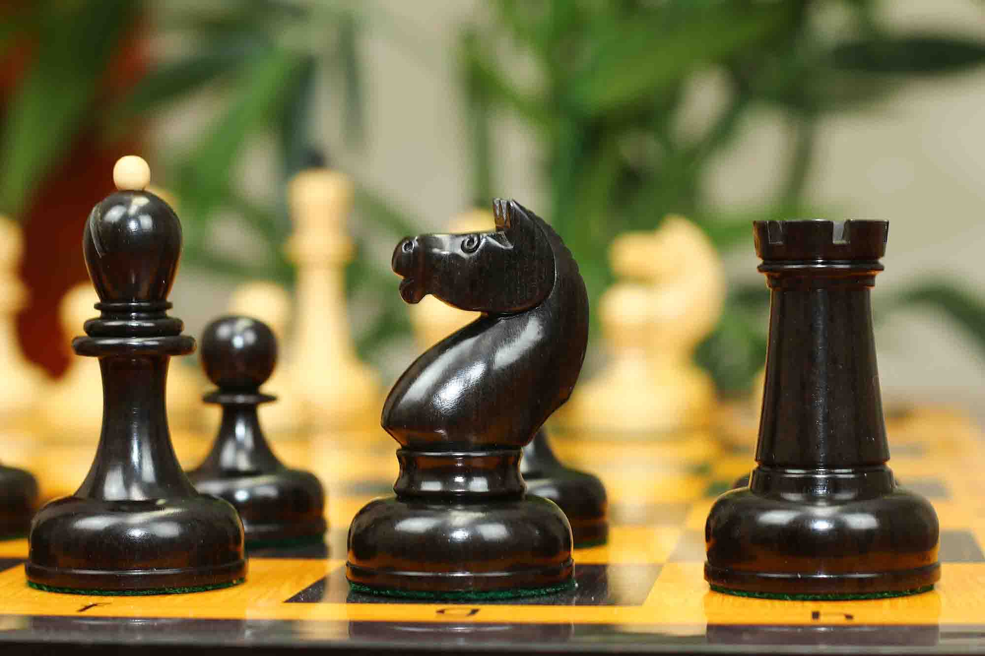 1962 Soviet Championship Historical Reproduced Tal Chess set 4" - Natural Boxwood and Eboony