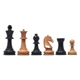 Henri Chavet Reproduced Chess Set in Distressed and Ebonised Boxwood- 3.75" King Height
