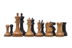 Jaques Zukertort 1875 Reproduction Library 3.5" Chessmen in Distressed Boxwood/Ebony