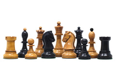 Dubrovink Series 1950 Vintage Reproduction 3.75" Ebony & Distressed Boxwood Chess Set