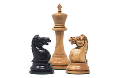 The Jaques Tournament Anderssen “Drop-Jaw” Replica Chessmen Distressed Boxwood & Ebony – 4.4" King