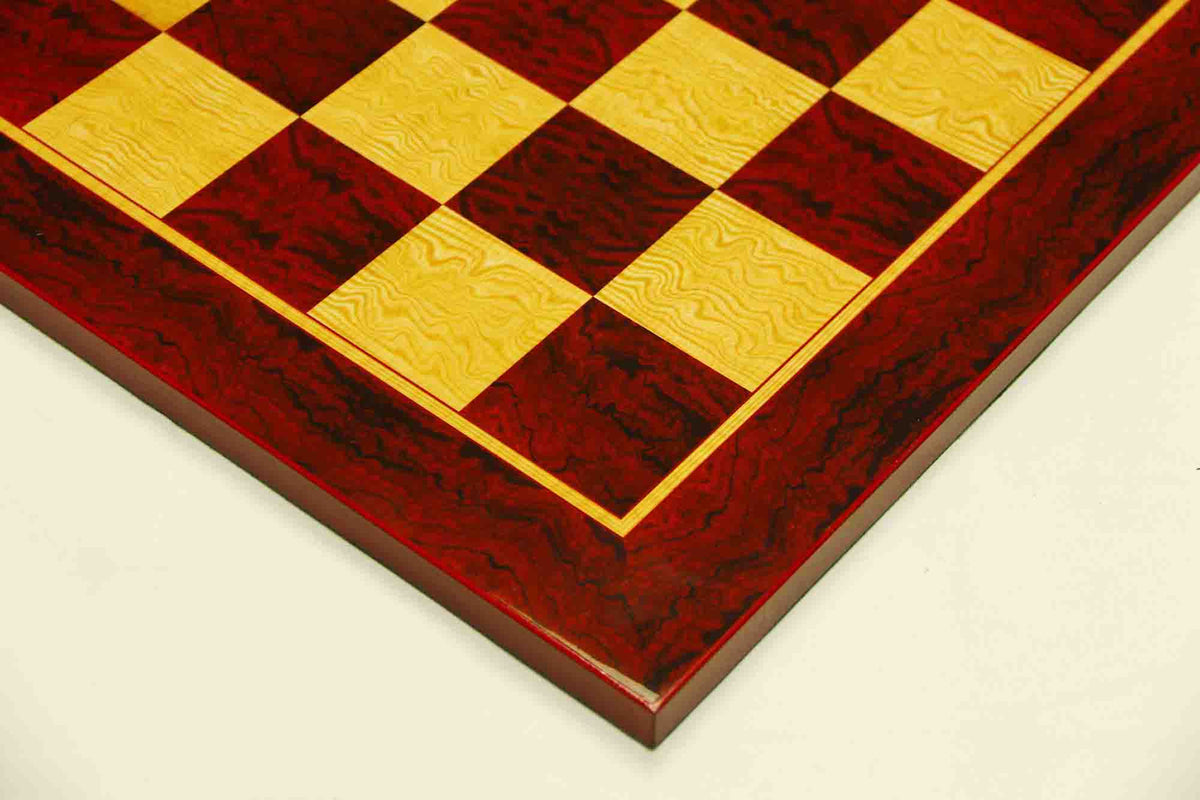 Chess Board  square size 2.5" X 2.5" in Burl Padouk and Burl Maple Wood Look for 4.25" to 4.5"  Chess Set