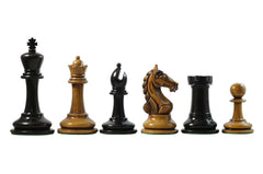 Warrior Series 4" Premium Staunton Chess Set in Ebony and Distressed Box Wood