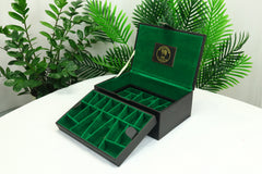 Leatherette Chess Presentation Coffer with straight compartments for 4.125" to 4.4" Chess Pieces