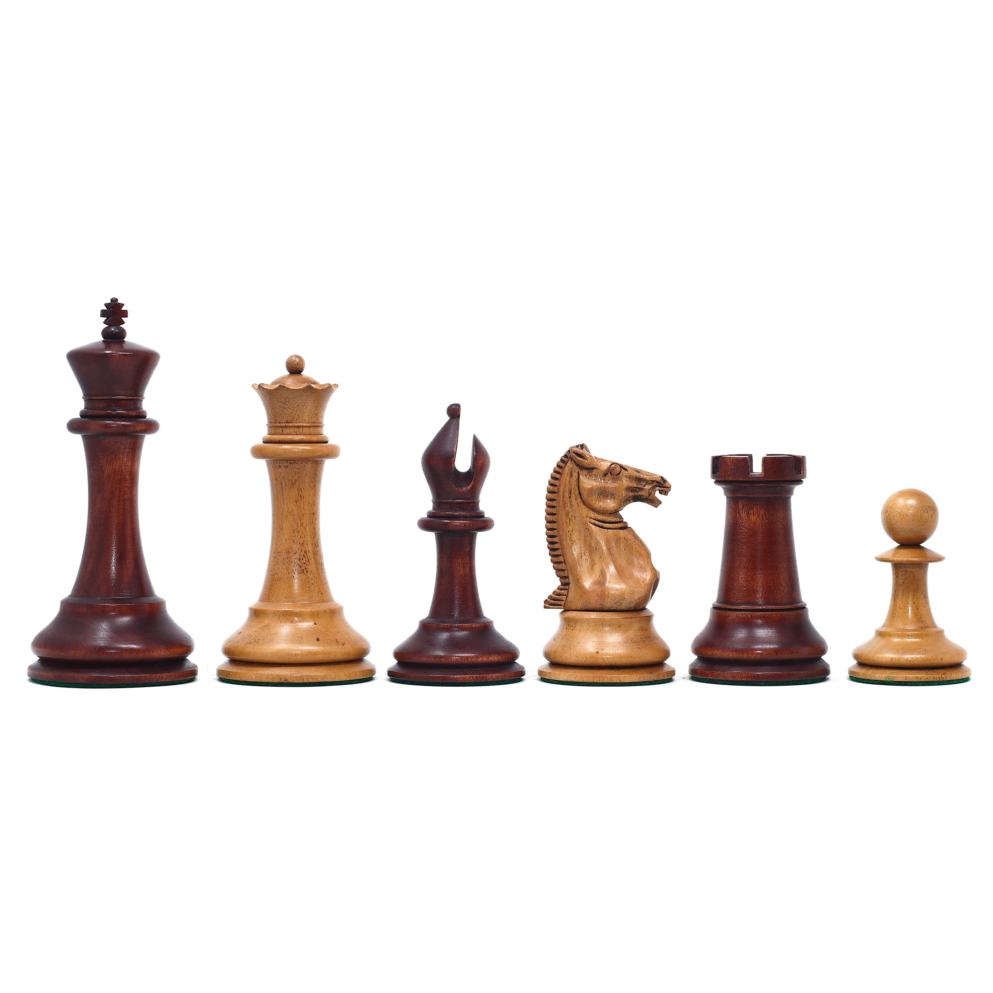 1851-52 Early 2880 Jaques of London Reproduced Vintage 4.4" Chess set Distressed/Mahogany Stained Boxwood wood