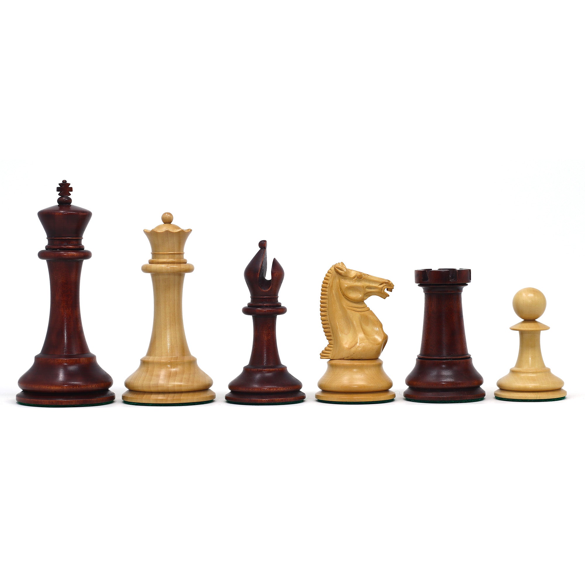 1851-52 Early 2880 Jaques of London Reproduced Vintage 4.4" Chess set Non-Antiqued/Mahogany Stained Boxwood wood