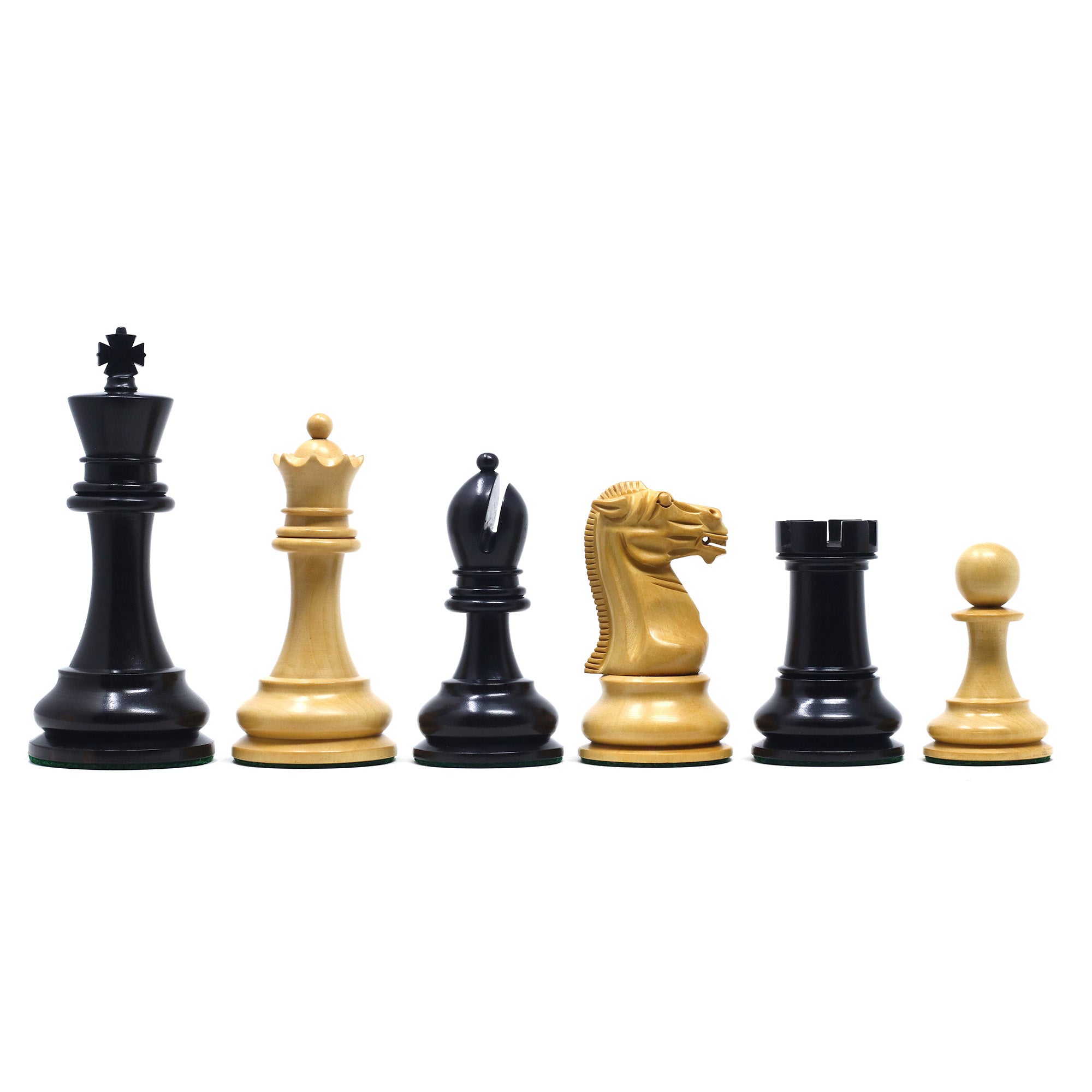 Reproduction BCC 1900-01 Edition Staunton Stroud Club Size 4.4" Natural Boxwood & Ebony Chessmen