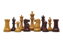 Jaques Zukertort 1875 Reproduction Library 3.5" Chessmen in Original Aged Antique Look/Mahogany Gilded Boxwood