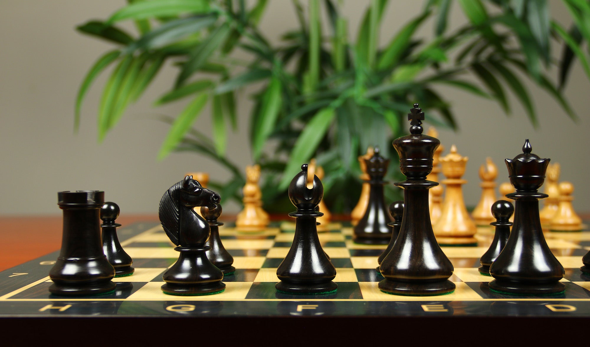 1830 Dublin Style Reproduced Historical Chess Set - 3.75" King Height in Distressed Boxwood & Ebony Wood