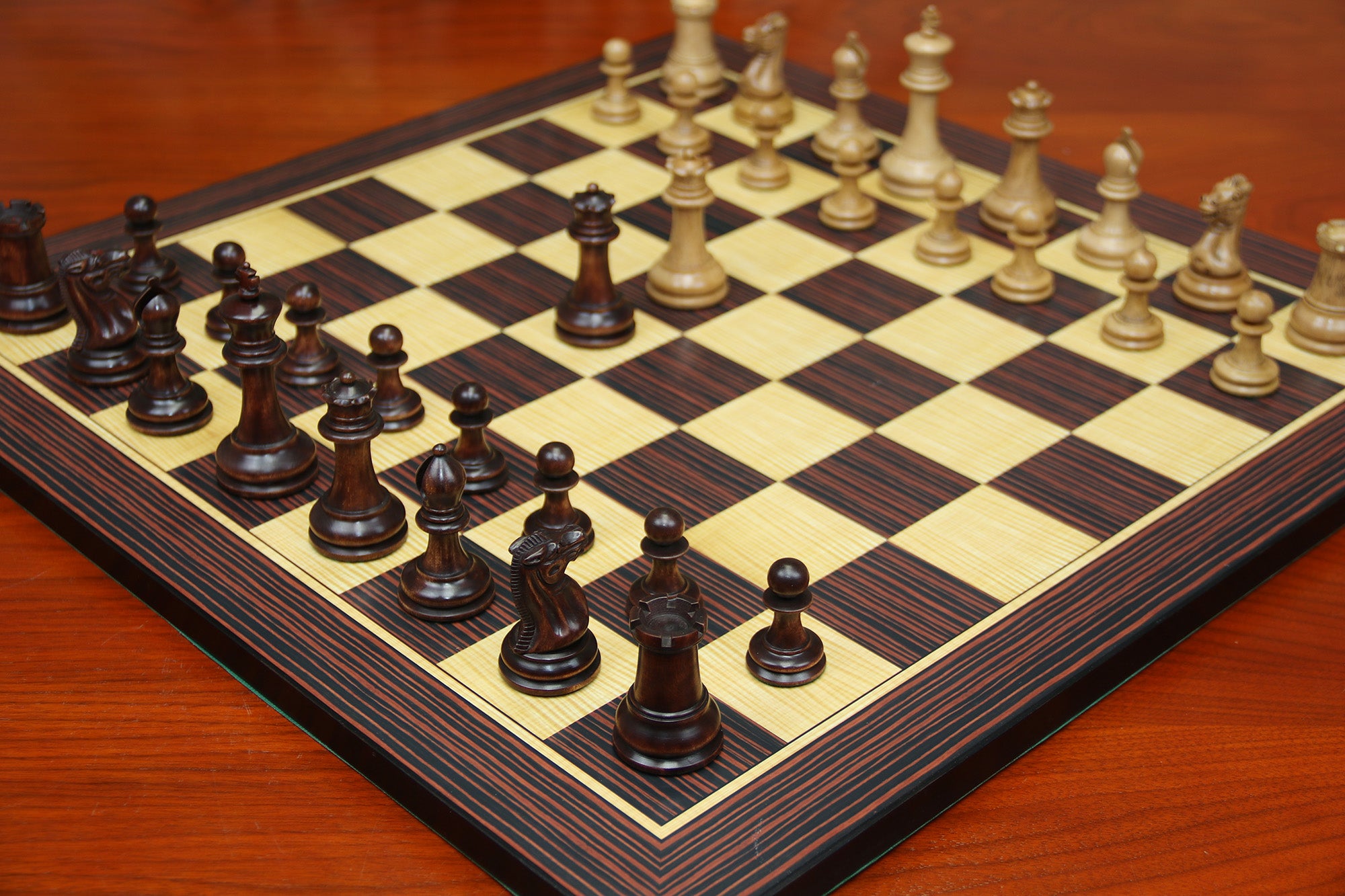 Chess Board  square size 2" X 2" in Stripped Ebony in Matt Finish for 3.25" to 3.75"  Chess Set