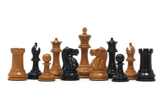 Jaques Zukertort 1875 Reproduction Library 3.5" Chessmen in Lacquered Antiqued Boxwood/Ebony