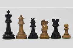 British Chess Company Improved Royal Chessmen, UK 1901/1902 Reproduction 4” Antique chess set in Ebony wood
