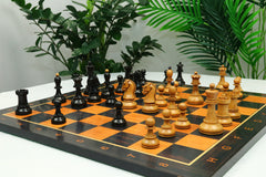 Dubrovink Series 1950 Vintage Reproduction 3.75" Ebony & Distressed Boxwood Chess Set