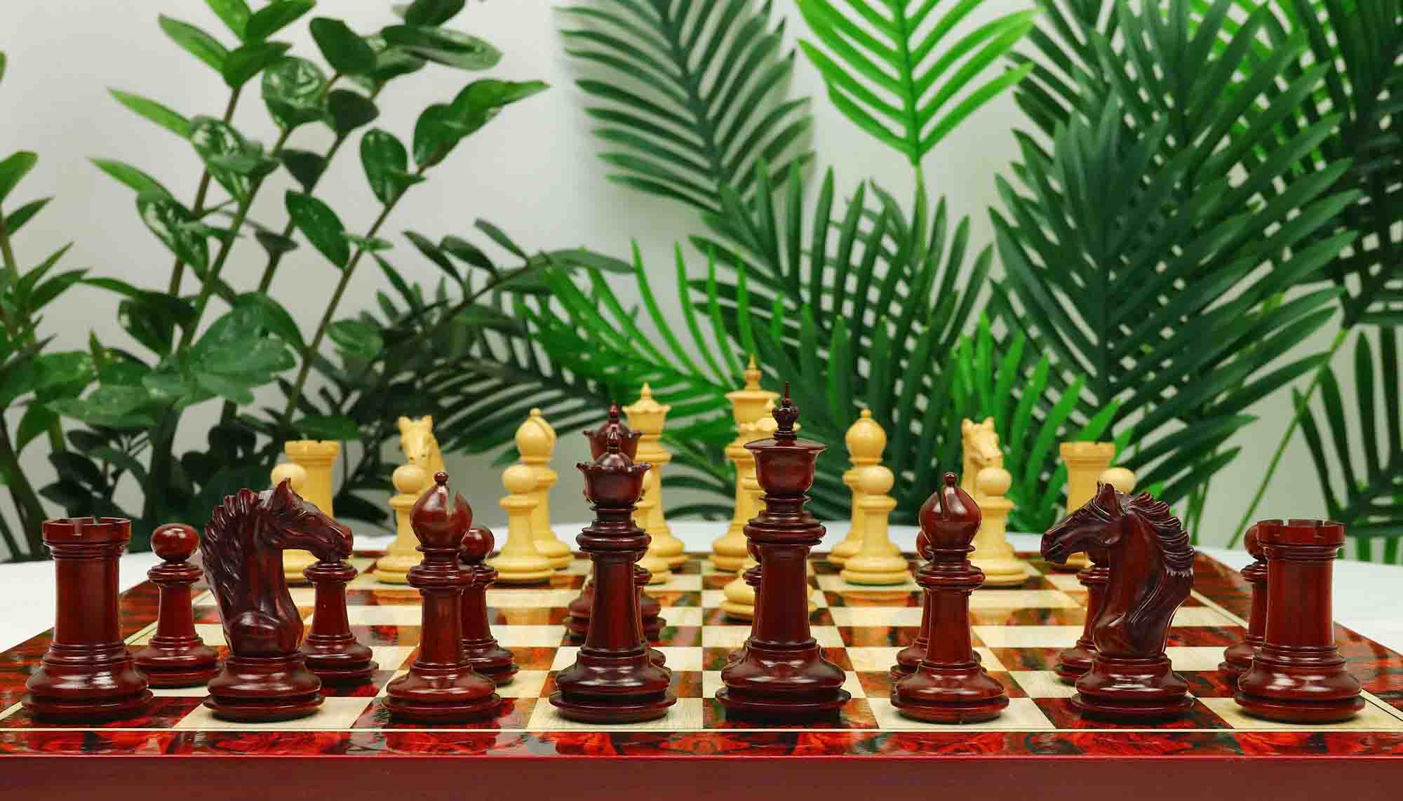 Macedon Series Luxury Staunton 4.4" Boxwood and Bud Rosewood wood Chess set