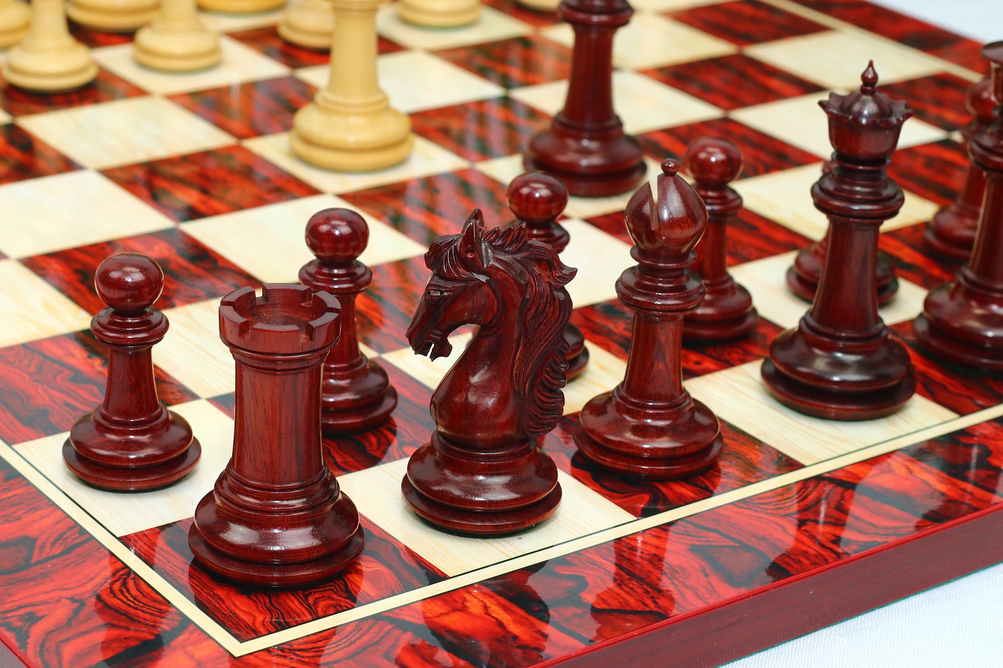 Danum Series 4.4" Premium Staunton Chess Set in Boxwood & Blood Rosewood