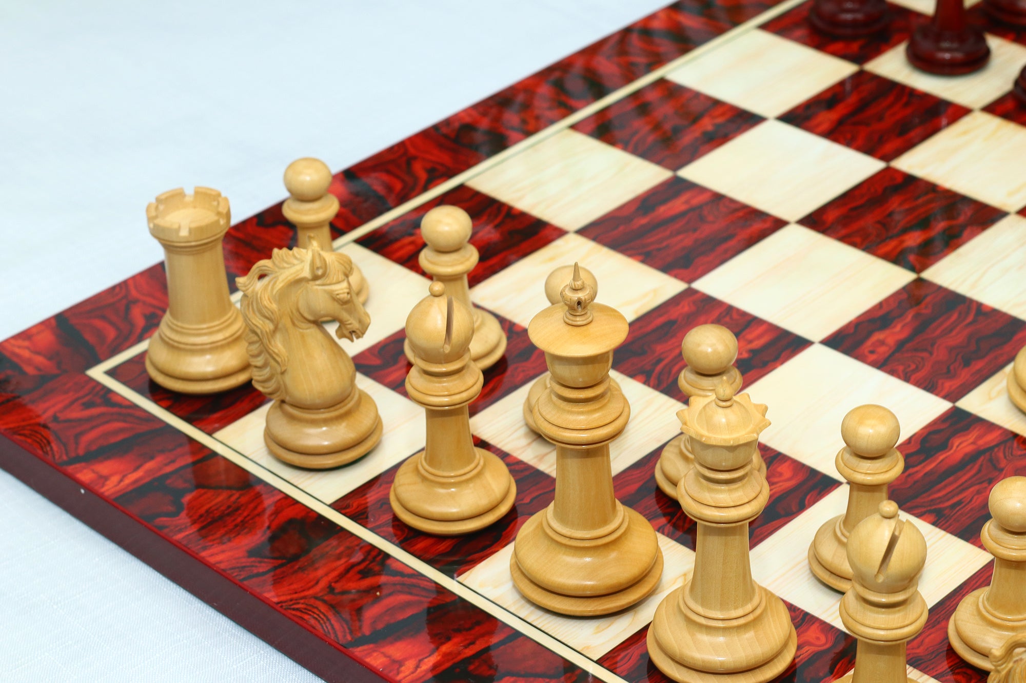 Danum Series 4.4" Premium Staunton Chess Set in Boxwood & Blood Rosewood