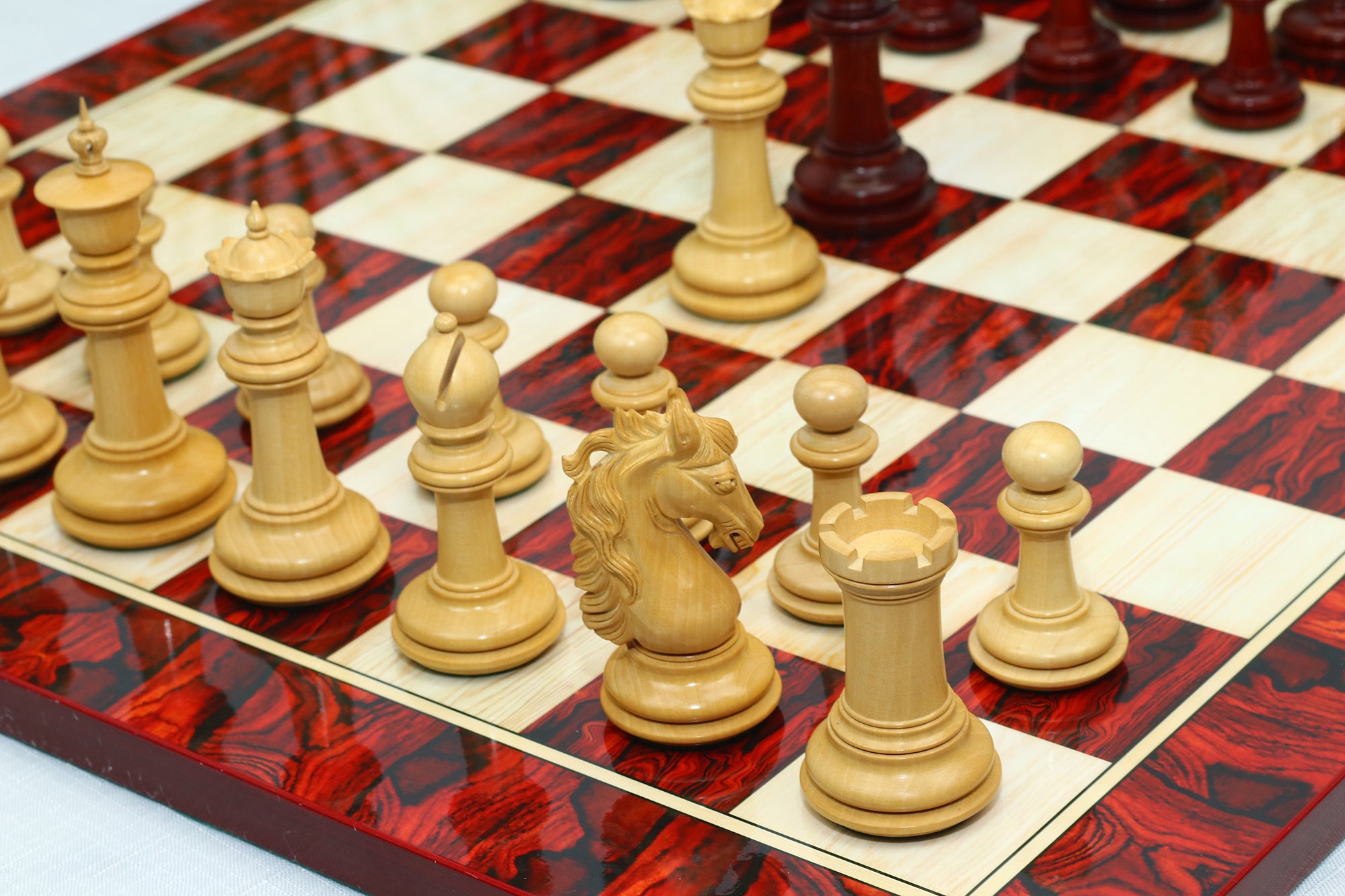 Danum Series 4.4" Premium Staunton Chess Set in Boxwood & Blood Rosewood