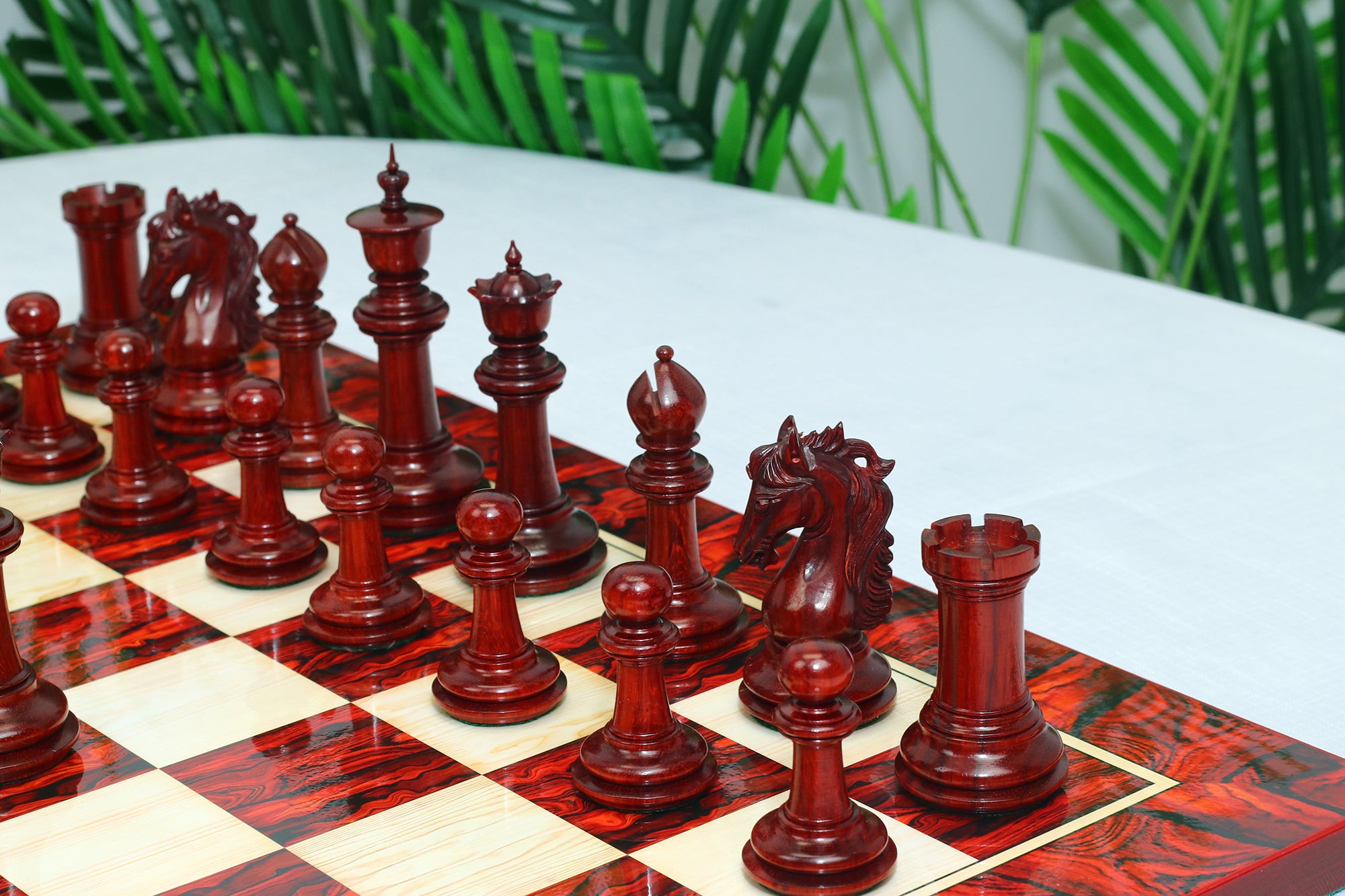 Danum Series 4.4" Premium Staunton Chess Set in Boxwood & Blood Rosewood