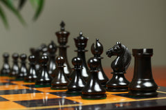 1830 Dublin Style Reproduced Historical Chess Set - 3.75" King Height in Antiqued Boxwood & Ebony Wood