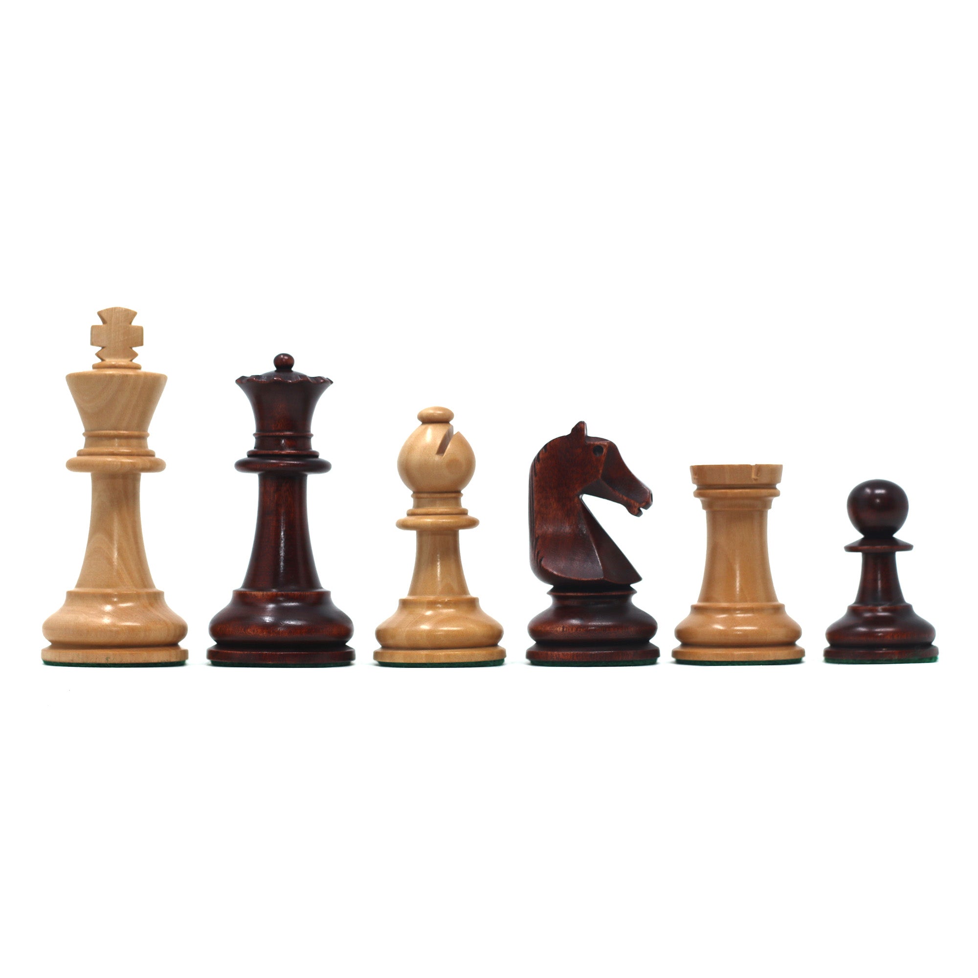 Henri Chavet Reproduced Chess Set in Natural and Mahogany Stained Boxwood- 3.75" King Height