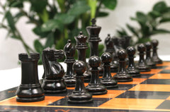Jaques Zukertort 1875 Reproduction Library 3.5" Chessmen in Natural Boxwood/Ebony
