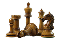 Warrior Series 4" Premium Staunton Chess Set in Ebony and Distressed Box Wood