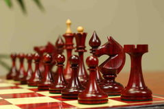Soviet USSR 1970 Reproduced 4" Chess set in African Padouk and Natural Boxwood