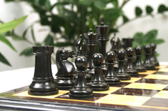 The Jaques Tournament Anderssen “Drop-Jaw” Replica Chessmen Original Vintage Look & Ebony – 4.4" King