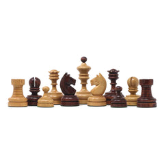 Reproduction Vintage 1930 German Knubbel 3.5" Chess Set in Natural & Mahogany Gilded Box wood
