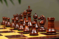 1830 Dublin Style Reproduced Historical Chess Set - 3.75" King Height in Natural & Mahogany Stained Boxwood
