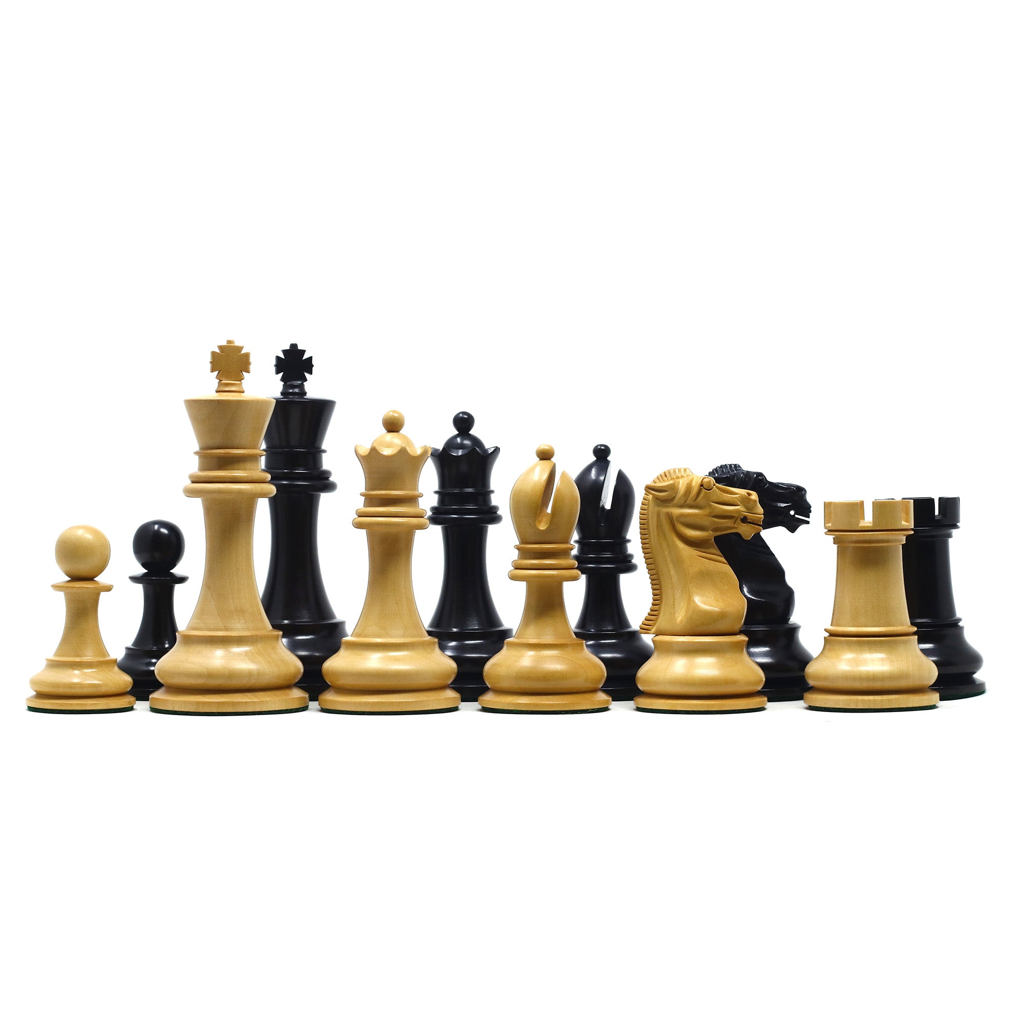 Reproduction BCC 1900-01 Edition Staunton Stroud Club Size 4.4" Natural Boxwood & Ebony Chessmen