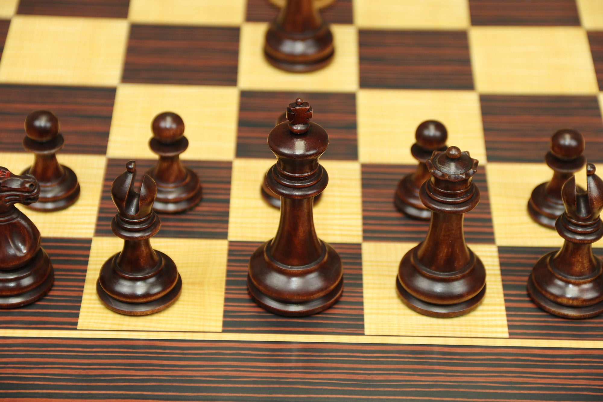 Chess Board  square size 2" X 2" in Stripped Ebony in Matt Finish for 3.25" to 3.75"  Chess Set