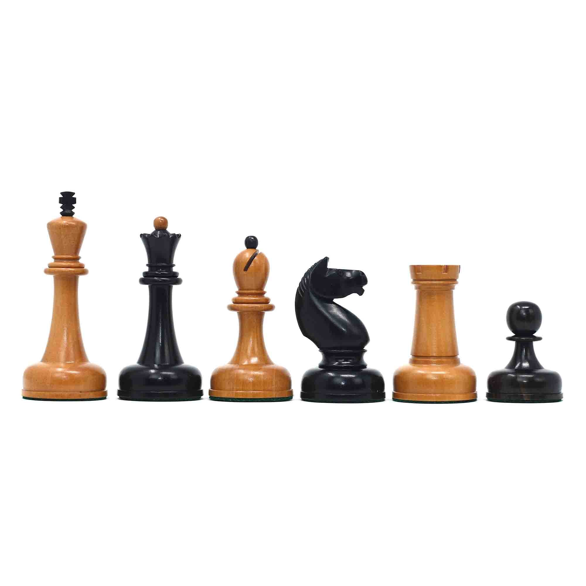 1962 Soviet Championship Historical Reproduced Tal Chess set 4" - Antiqued Boxwood and Ebony