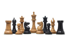 The Jaques Tournament Anderssen “Drop-Jaw” Replica Chessmen Distressed Boxwood & Ebony – 4.4" King