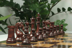 Piatigorsky 1963 Reproduction Staunton 4.5" Chess Pieces Mahogany Gilded/Distressed Boxwood