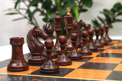 Soviet USSR Moscow 1925 Historical Reproduced 4" Chess set in Mahogany Gilded & Distressed Antiqued Boxwood