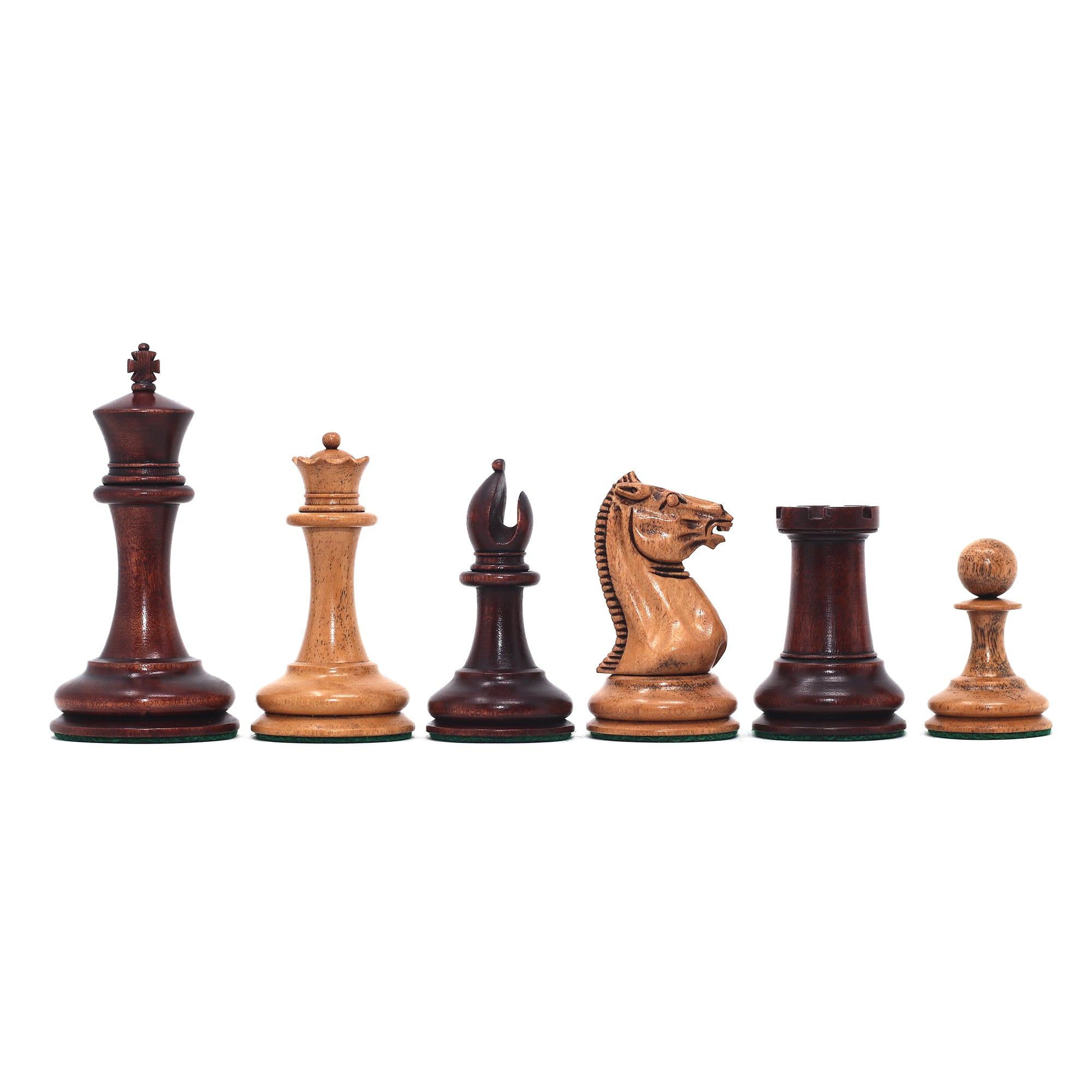 Morphy Cooke 1849-50 Vintage 3.5" Reproduction Chess Set in Distressed Boxwood/Mahogany Stained