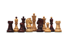 The Fischer Dubrovnik 1970 Upgraded Version Chess set in Distressed and Mahogany Stained Boxwood