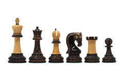Leningrad Series 4" Luxury Staunton Chess Set in Lacquered Black Burnt Boxwood