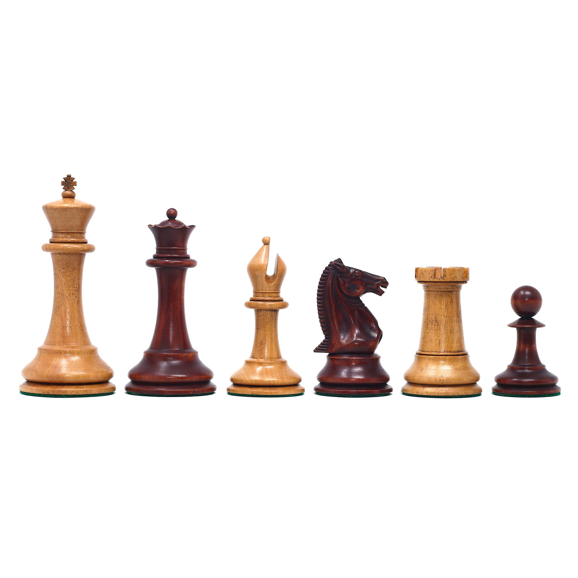 1851-52 Early 2880 Jaques of London Reproduced Vintage 4.4" Chess set Distressed/Mahogany Stained Boxwood wood