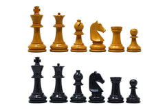 Henri Chavet Reproduced Chess Set in Ebony & Aged Antiqued Boxwood- 3.75" King Height