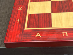 Slightly Imperfect Luxury Chess Board with Square size 2.25" with Notations in Padouk/Maple Look in Matt Finish