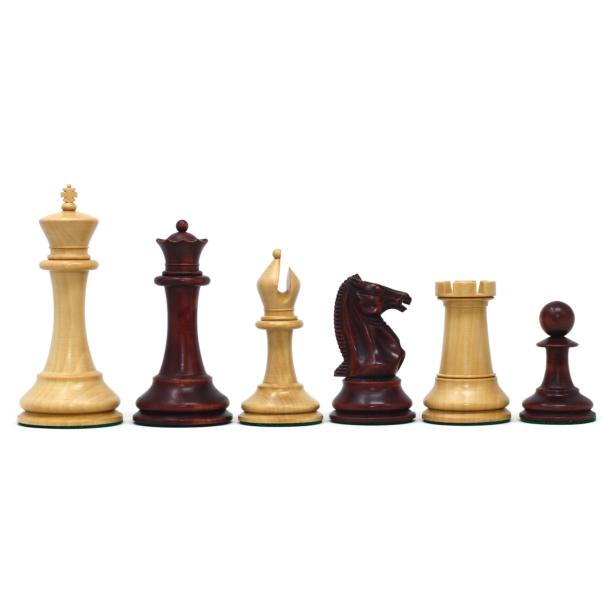 1851-52 Early 2880 Jaques of London Reproduced Vintage 4.4" Chess set Non-Antiqued/Mahogany Stained Boxwood wood