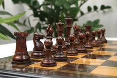 The Jaques Tournament Anderssen “Drop-Jaw” Replica Chessmen Distressed & Mahogany – 4.4" King
