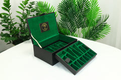 Leatherette Chess Presentation Coffer with straight compartments for 4.125" to 4.4" Chess Pieces