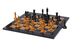 Antique Look in Matt Finish Printed Chess Board with Square size 2.25" X 2.25" Square size in antiqued Box wood and Ebony wood Look
