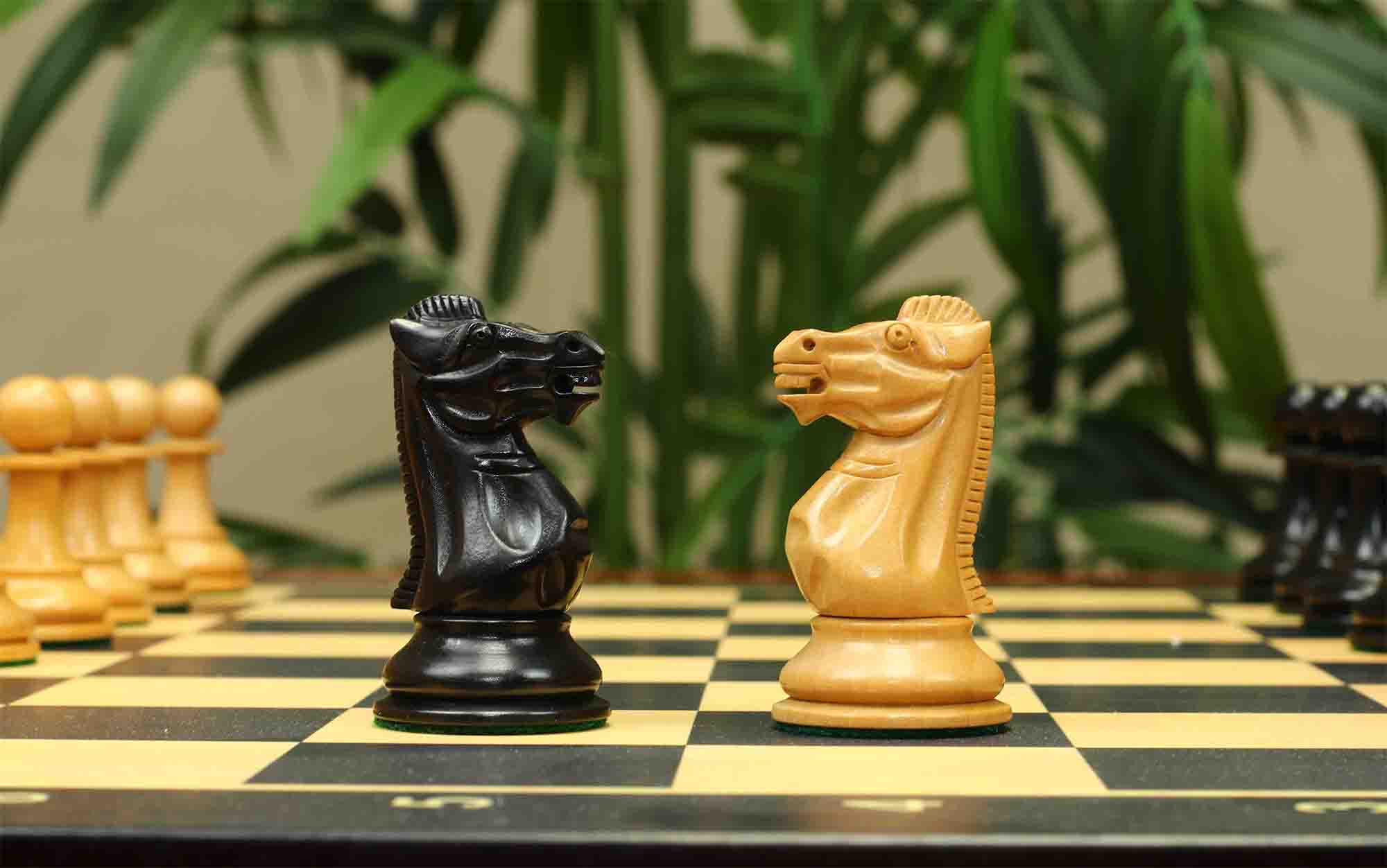 17th Olympiad Havana 1966 Circa Reproduction 3.78" Staunton Chessmen Natural/Ebonised Boxwood