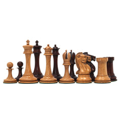 B & Company Reproduced Staunton 4.4" Chess Set in Distressed Boxwood and Mahogany