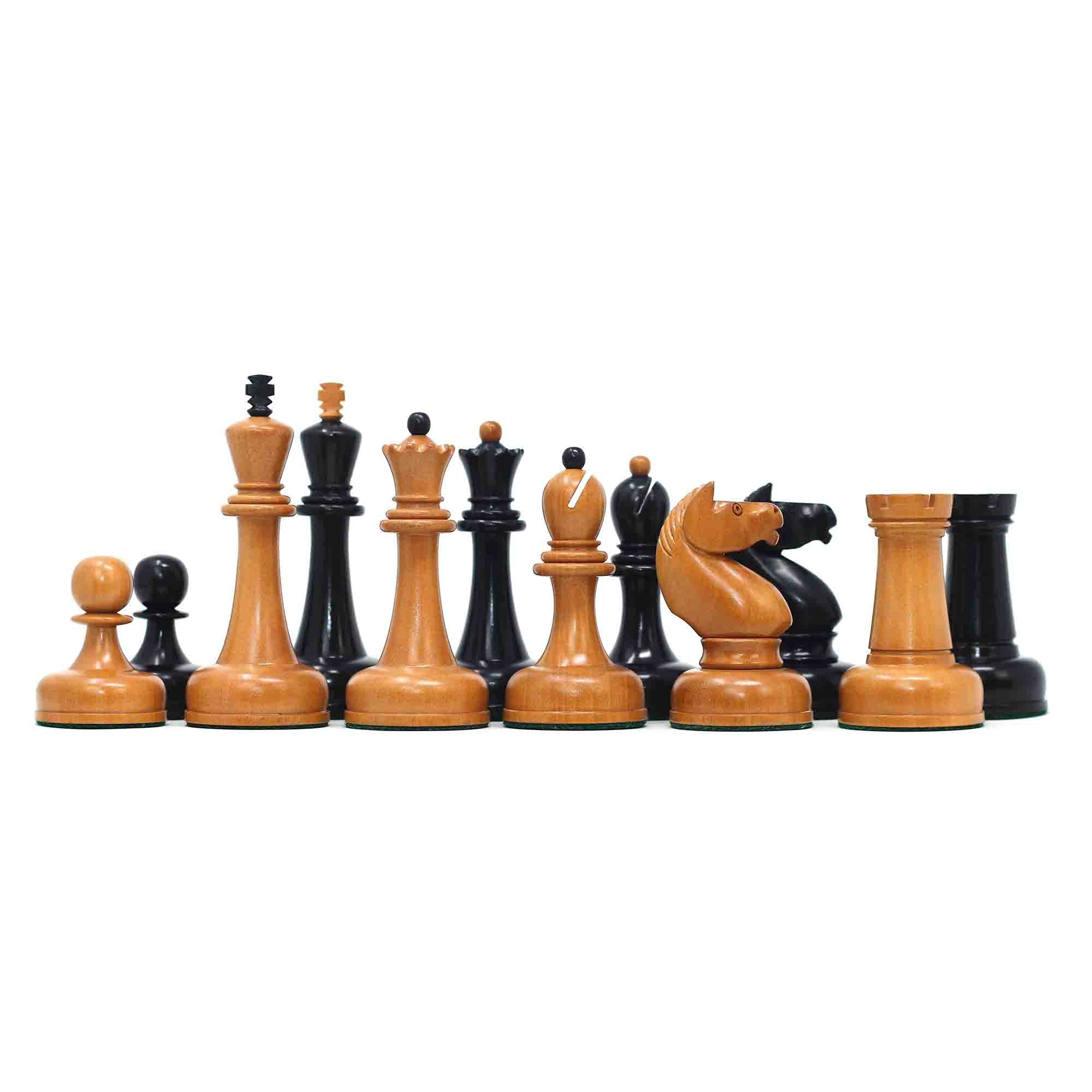 1962 Soviet Championship Historical Reproduced Tal Chess set 4" - Antiqued Boxwood and Ebony